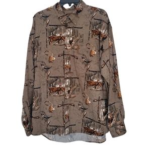 NWOT NORTH RIVER SHIRT FLANNEL CASUAL BUTTON FRONT LONG SLEEVE CAMO HUNT…